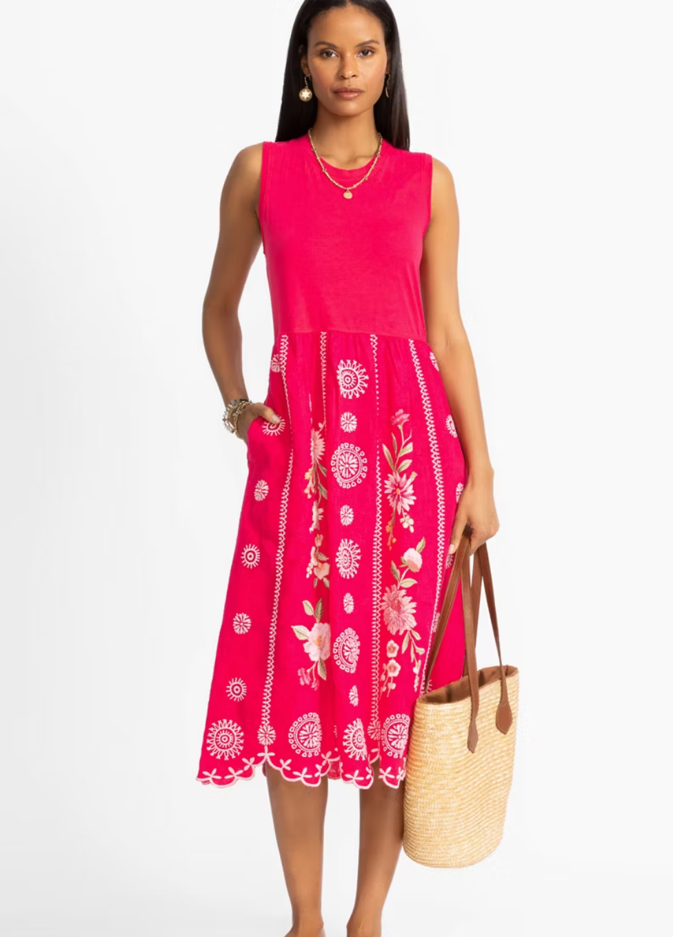 Johnny Was Mixed Media Tank Dress