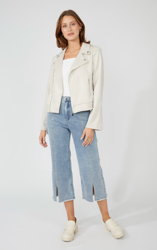 Frank Lyman Cropped Wide Leg Jeans