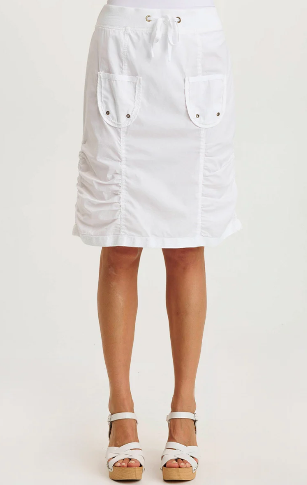 XCVI Tozie Poplin Ruched Panel Drawstring Mini Skirt