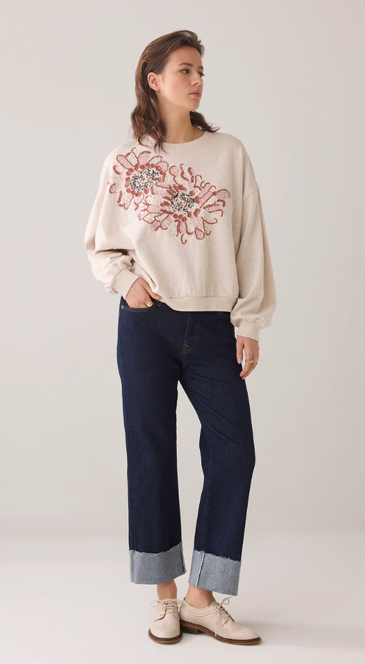 Summum Long Sleeve Floral Artwork Sweatshirt
