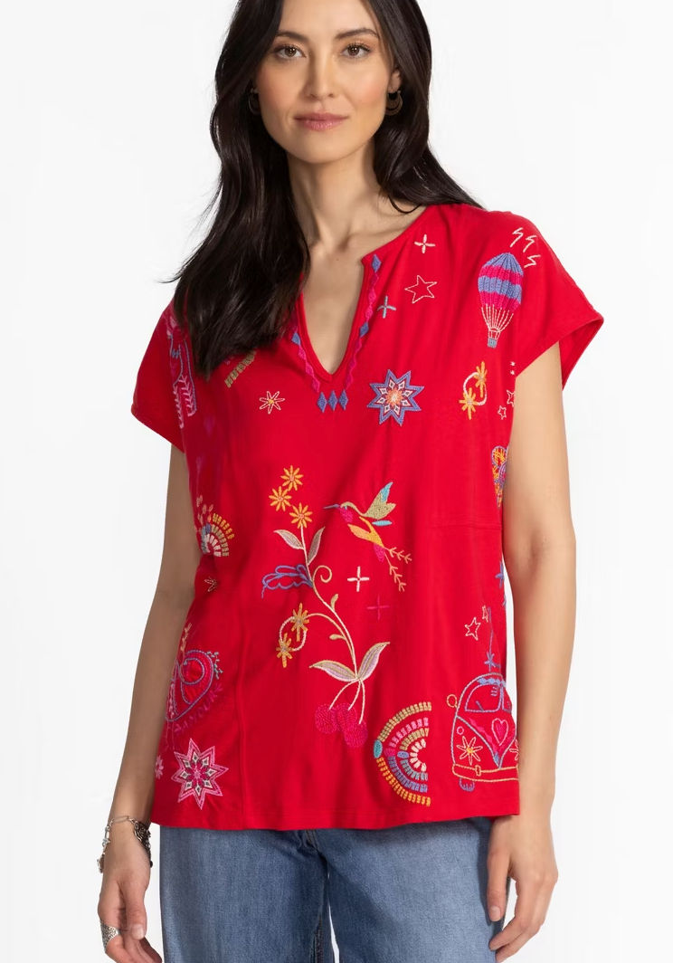 Johnny Was Easy Paneled V-Neck Tee
