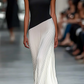 Chilody Black and White Color-Block Dress
