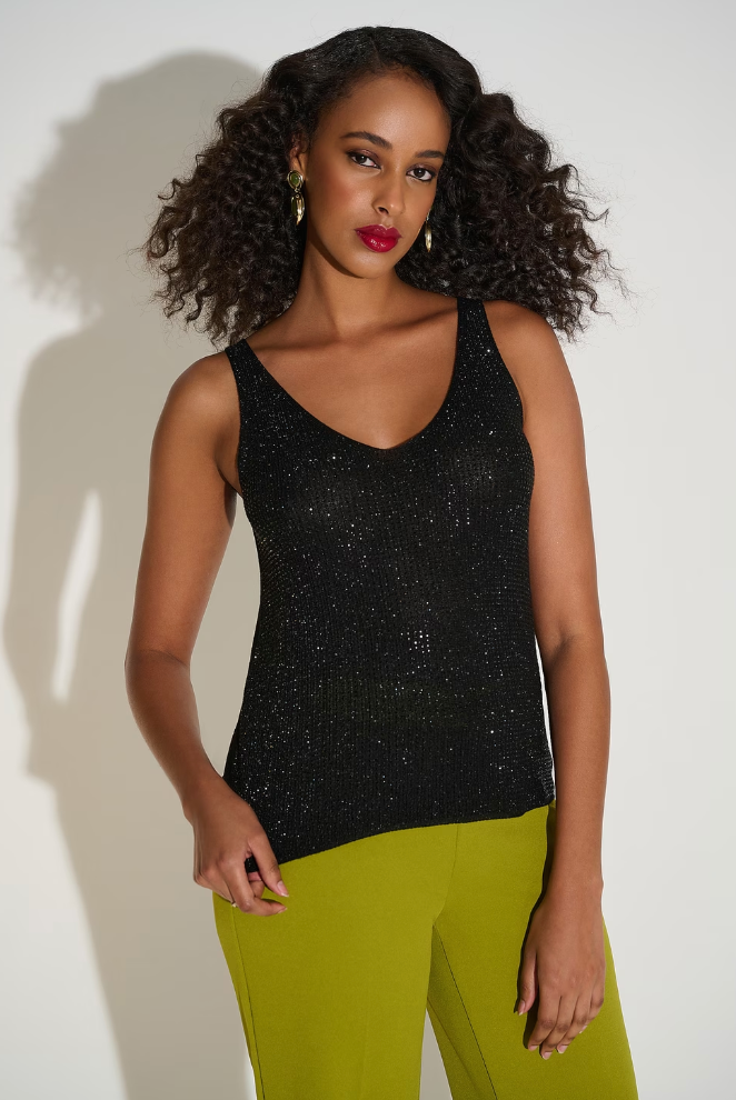 Joseph Ribkoff Sparkly V-Neck Tank