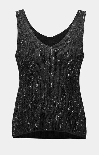 Joseph Ribkoff Metallic Knitted Camisole with Rhinestones