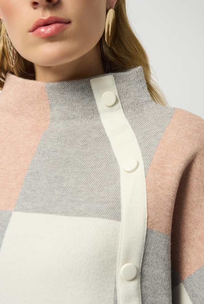 Joseph Ribkoff Plaid Jacquard Sweater Knit Top