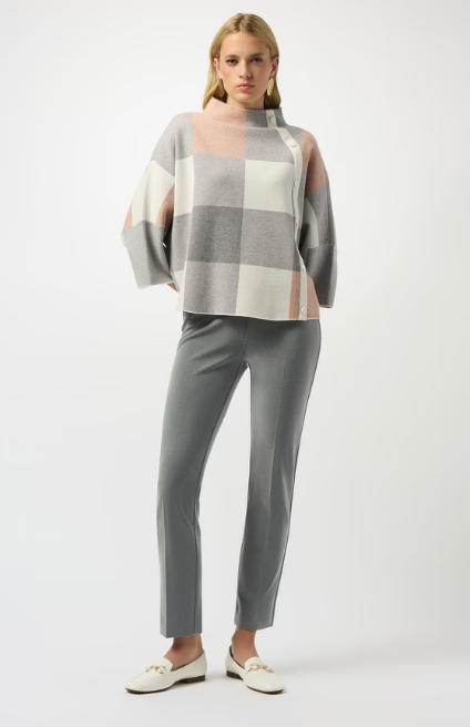 Joseph Ribkoff Plaid Jacquard Sweater Knit Top