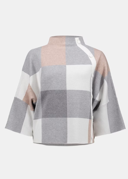 Joseph Ribkoff Plaid Jacquard Sweater Knit Top