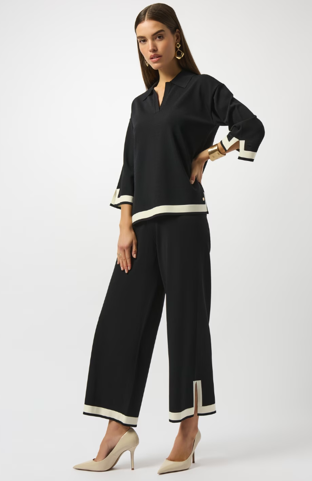 Joseph Ribkoff Sweater Knit Colour-Block Coulotte Pant