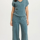 XCVI Bower Gauze/Jersey Tabbed-Sleeve Bubble-Hem V-Neck Tee