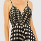 Mac Duggal Black Pleated Charmeuse Polka Dot V-Neck Jumpsuit