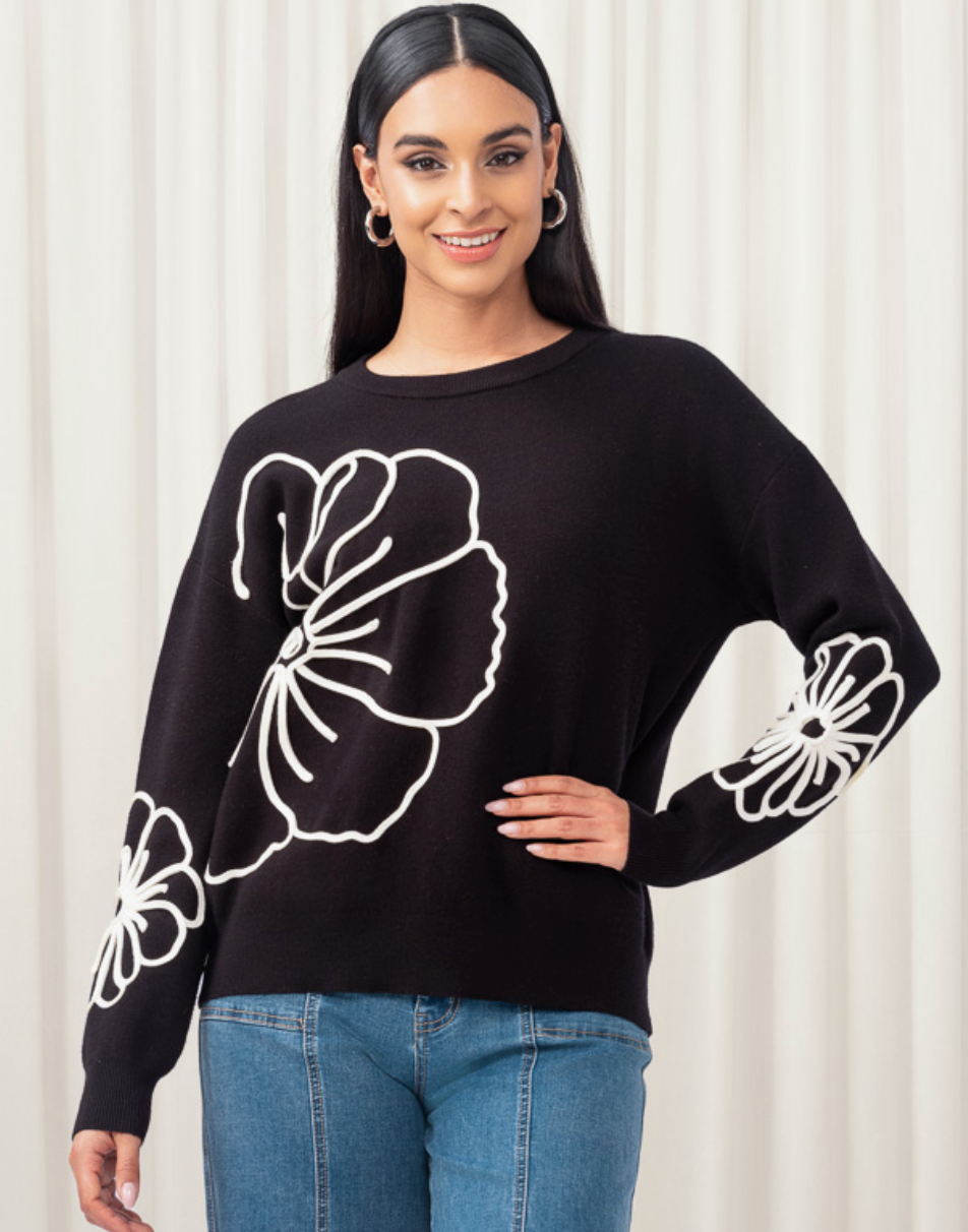 Alison Sheri Elena Wang Embroidered Sweater