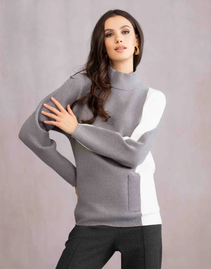 Alison Sheri Elena Wang Color Block Sweater