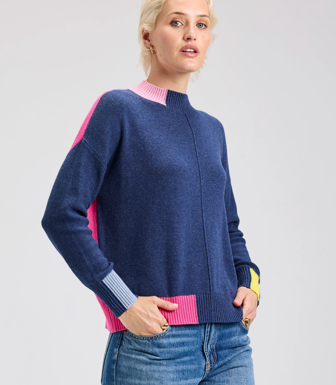 Zaket & Plover ZP7512U Color Block Trim Sweater