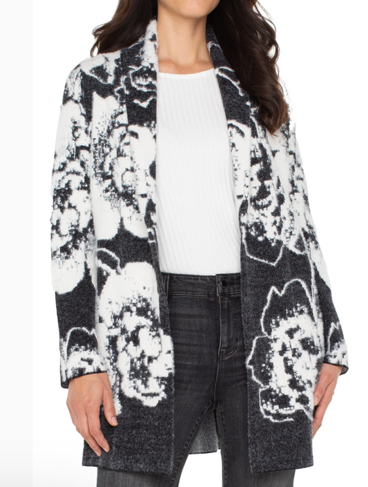 long slv open front shawl sweater coat