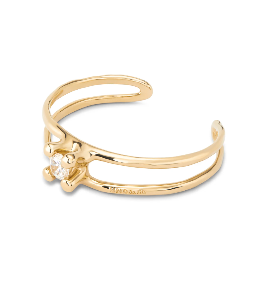 UNO DE 50 Bangle Gold  bracelet with central crystal
