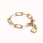 UNO DE 50 Ser Valiente Gold Paper clip link bracelet with padlock