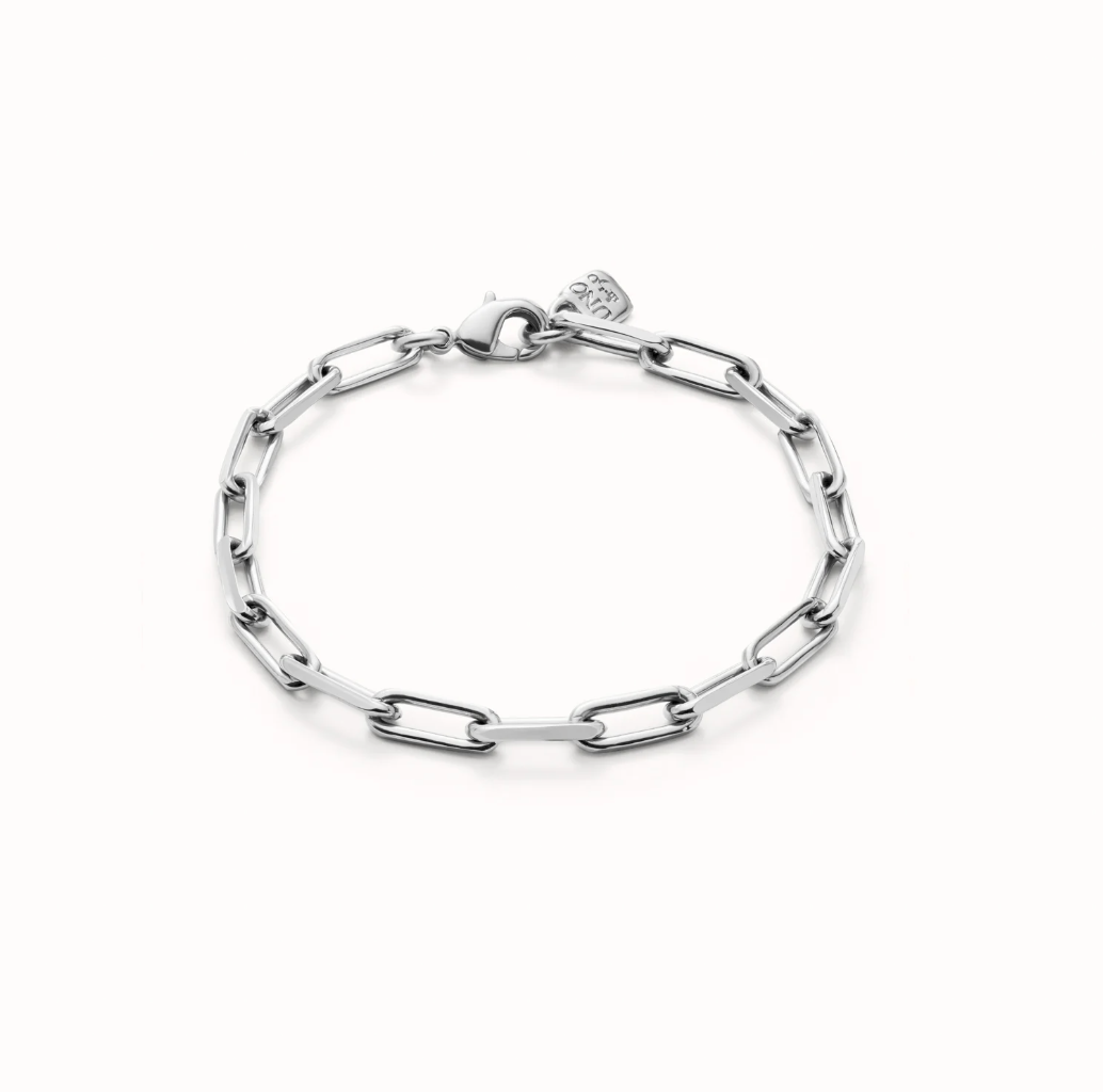 UNO DE 5O Silver Rectangular link chain bracelet