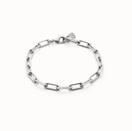 UNO DE 5O Silver Rectangular link chain bracelet