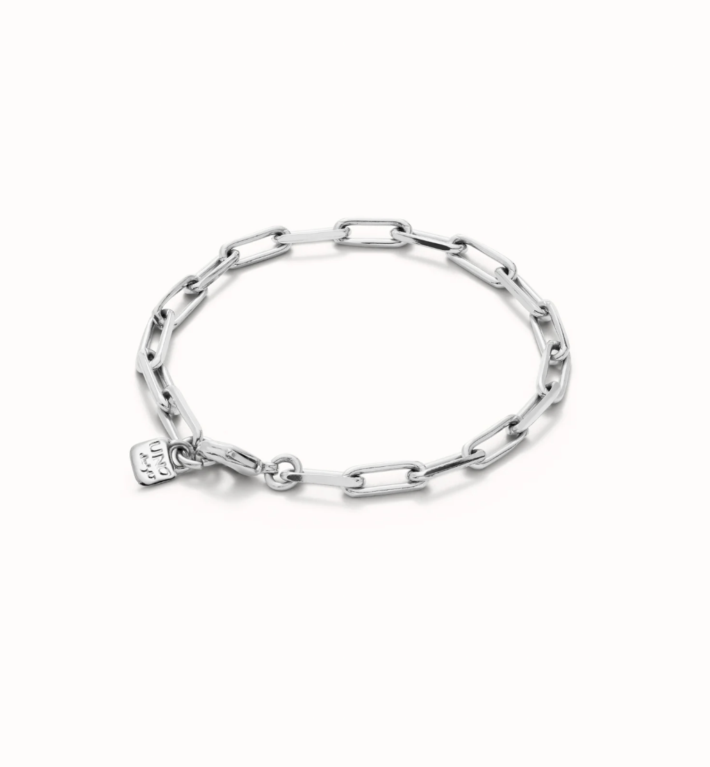 UNO DE 5O Silver Rectangular link chain bracelet