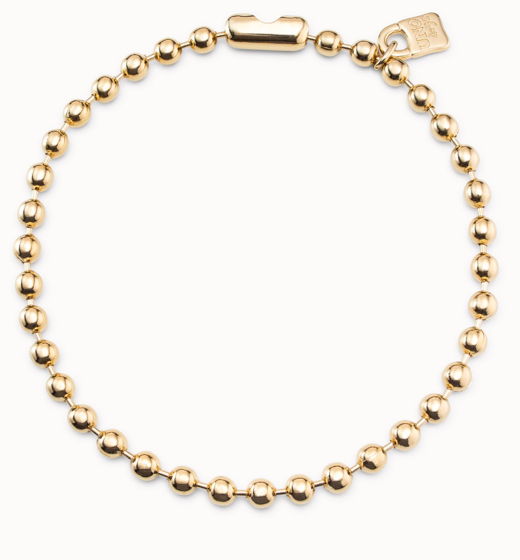 UNO DE 50 Snowflake Gold Short beaded necklace with padlock