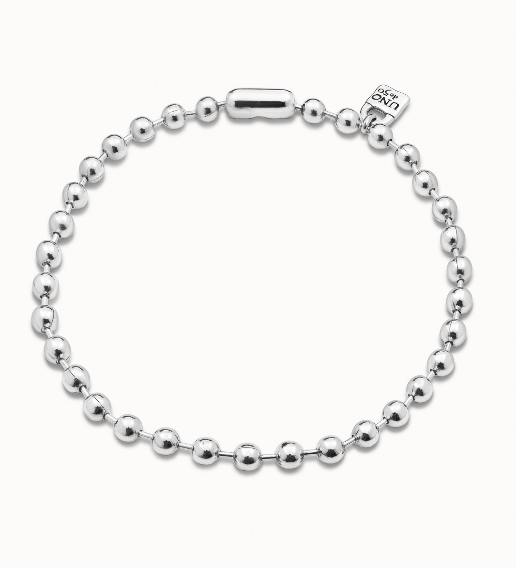 UNO DE 50 COPITO DE NIEVE Silver Short beaded necklace with padlock
