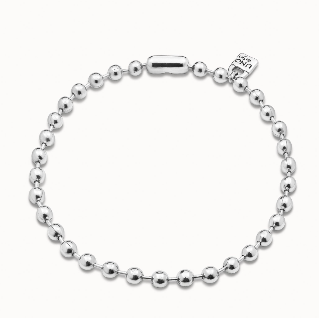 UNO DE 50 COPITO DE NIEVE Silver Short beaded necklace with padlock