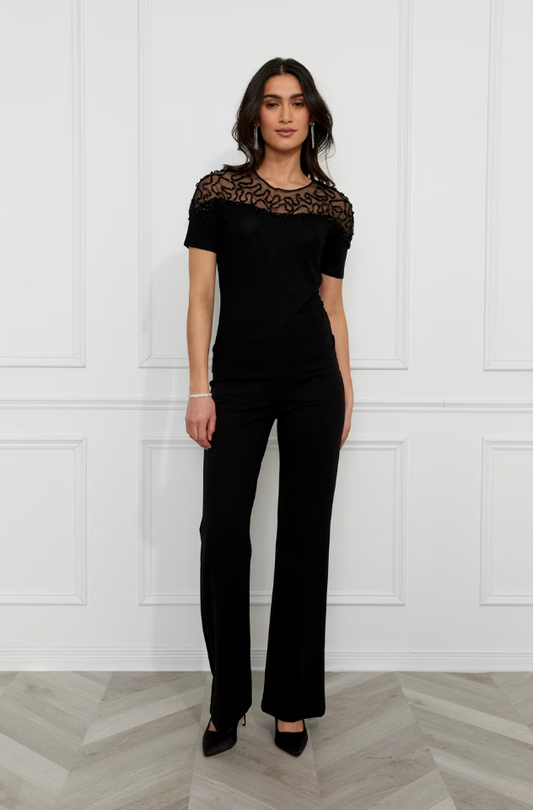 Frank Lyman Chic Beaded Crew Neck Pullover