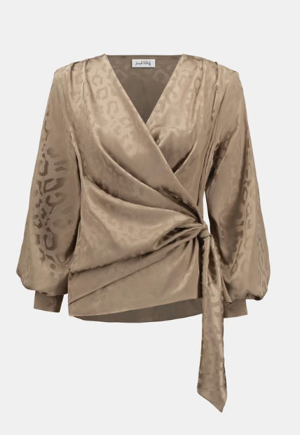 Joseph Ribkoff Leopard V-neck Wrap Top