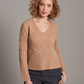 Alashan Cashmere 100% Cashmere Maxine Cable V Neck Sweater