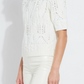 LYSSE Hadley Cozy Short Sleeve Embellished Cable Sweater