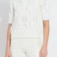 LYSSE Hadley Cozy Short Sleeve Embellished Cable Sweater