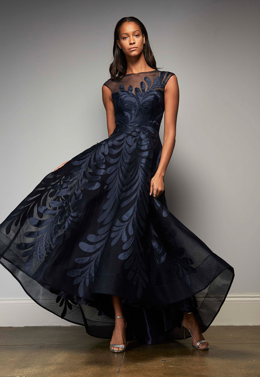 HYNES PARK High-Low Floral Embroidered Gown