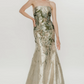 HYNES PARK Brocade Straight Neckline Evening Gown
