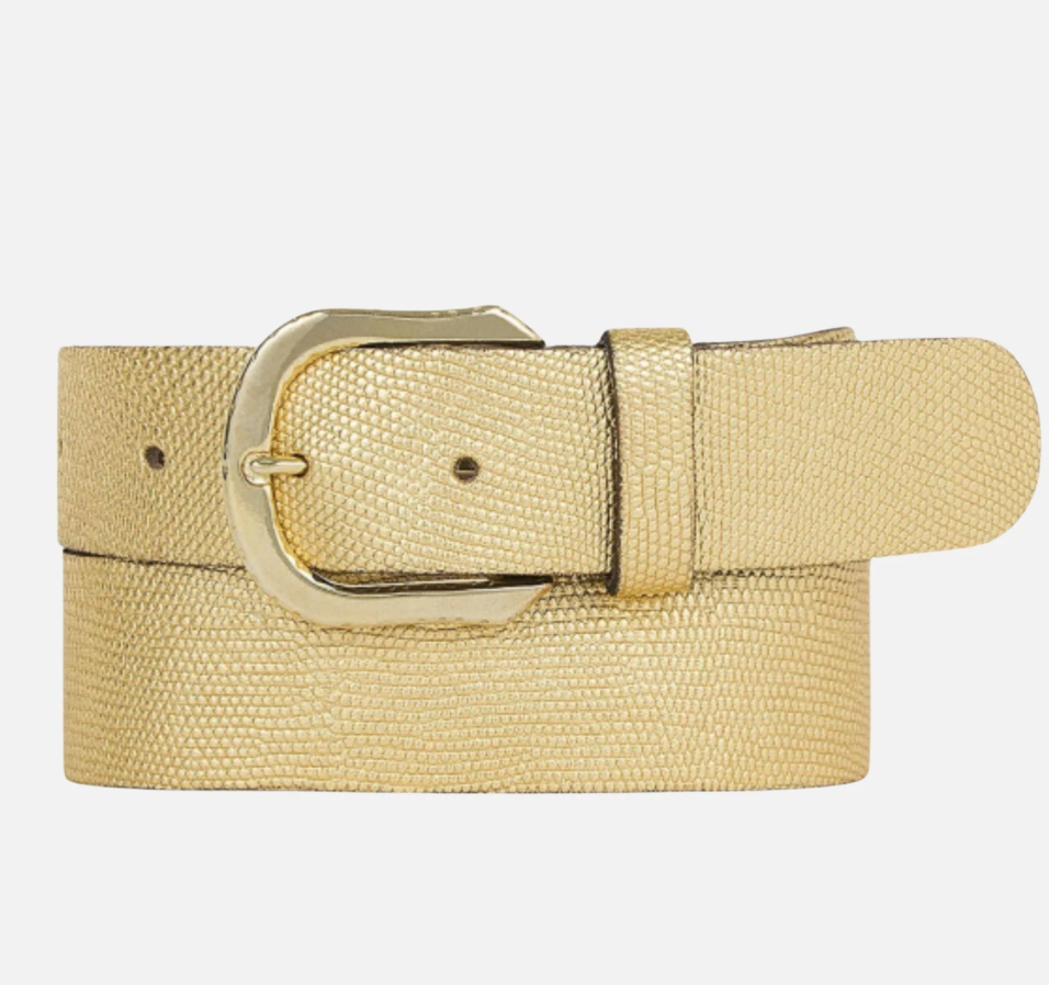 Amsterdam Heritage Dana  Metallic Iguana Textured Leather Belt