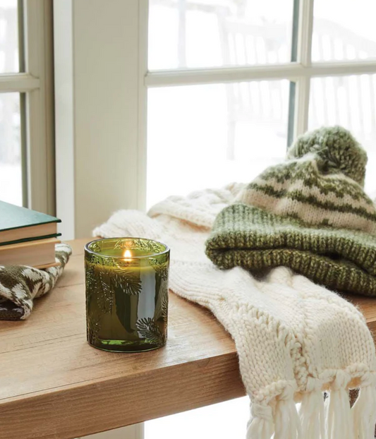 Frasier Fir Poured Candle Molded Green Glass