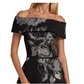 Teri Jon by Rickie Freeman Off-Shoulder Metallic Flower Jacquard Gown