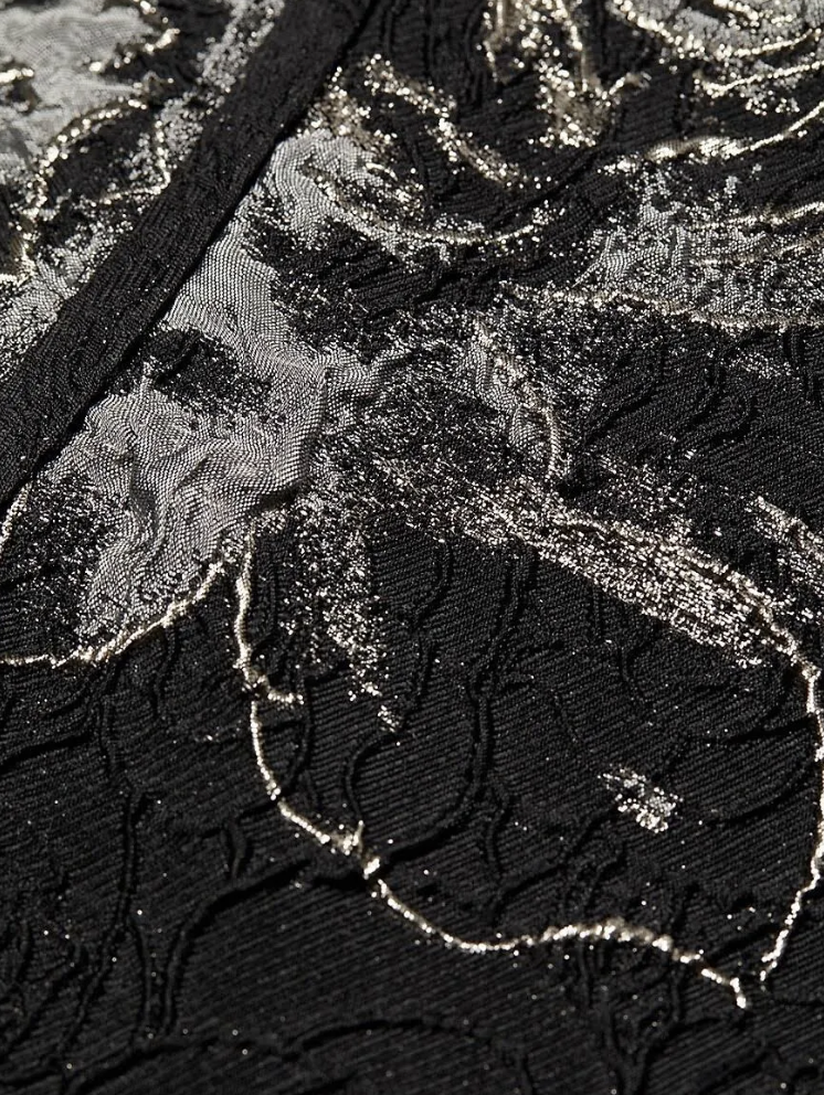 Teri Jon by Rickie Freeman Off-Shoulder Metallic Flower Jacquard Gown