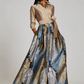 Teri Jon Taffeta Shirt Gown With Feather Pattern