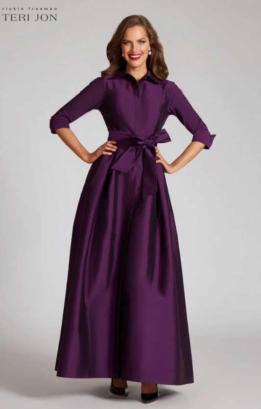 Teri Jon Taffeta Shirt Waist Gown