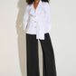 Joseph Ribkoff Signature Satin Wide Leg Pants with Front Overlay