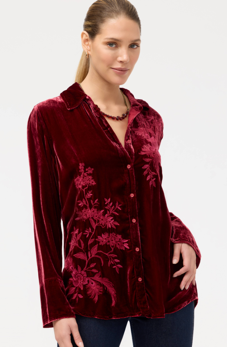 Johnny Was VELVET VINTAGE BUTTON DOWN SHIRT