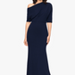 Betsy & Adam "Madeline" Long Scuba Crepe Off the Shoulder Drop Dress