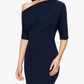 Betsy & Adam "Madeline" Long Scuba Crepe Off the Shoulder Drop Dress