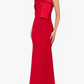 Betsy & Adam Women's Bow-Trimmed One-Shoulder Gown