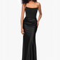 Betsy & Adam Debra Long Strapless Scuba Crepe and Satin Gown