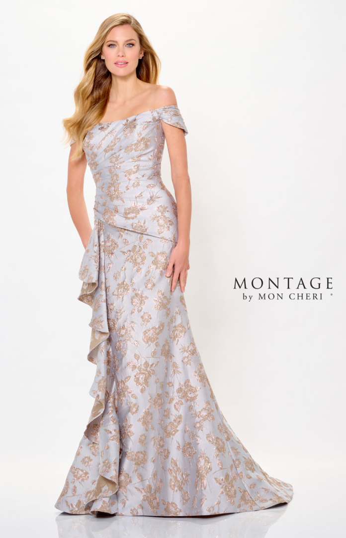 Montage by Mon Cheri M905 Off-The-Shoulder Draped Bodice Dress