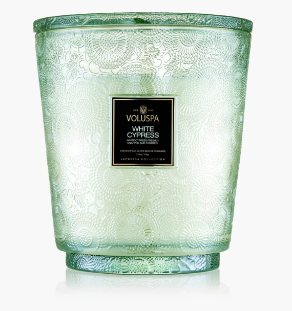VOLUSPA White Cypress 5 Wick Hearth Candle