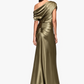 Betsy & Adam Sofia Satin Drop Shoulder Floor Length Dress