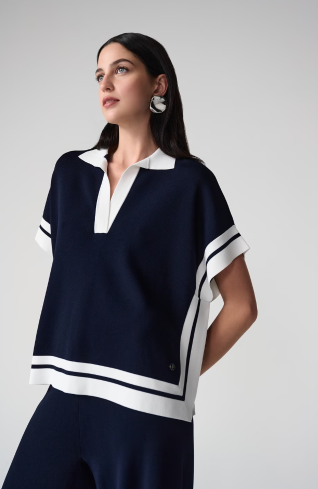 Joseph Ribkoff Striped Casual V-neck Pullover