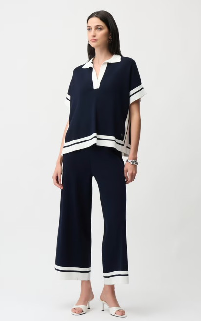 Joseph Ribkoff Striped Casual V-neck Pullover